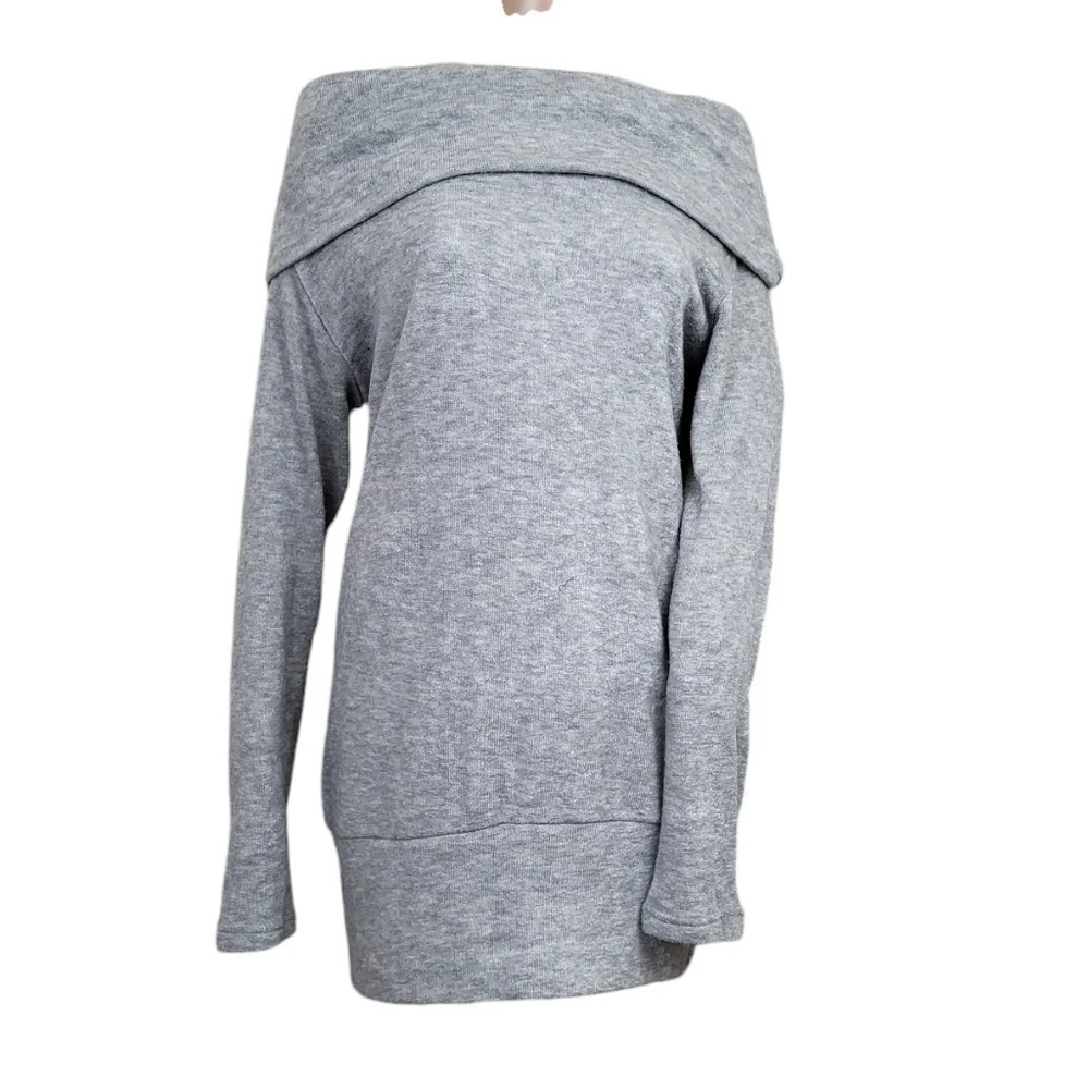 Cupshe Gray Fold Over Knit Sweater